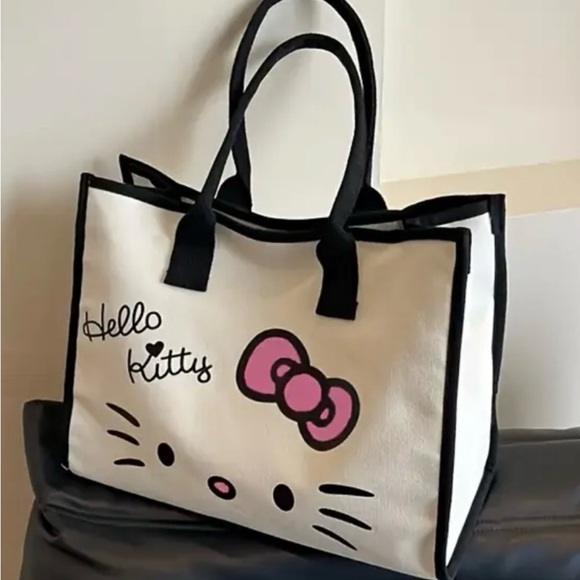 Hello Kitty Handbags - Hello Kitty Black and White Tote Bag with Structured Shape